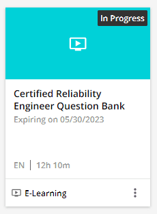 The ASQ Certified Reliability Engineer Question Bank includes three exam sets, each containing 150 unique questions—the same number of exam-style questions that will appear on the ASQ CRE exam. You can re-take each set of questions an unlimited number of times within your 365 days of access. The questions are created by a team of ASQ certified subject matter experts, and conform to the same writing standards that are used on the exam.